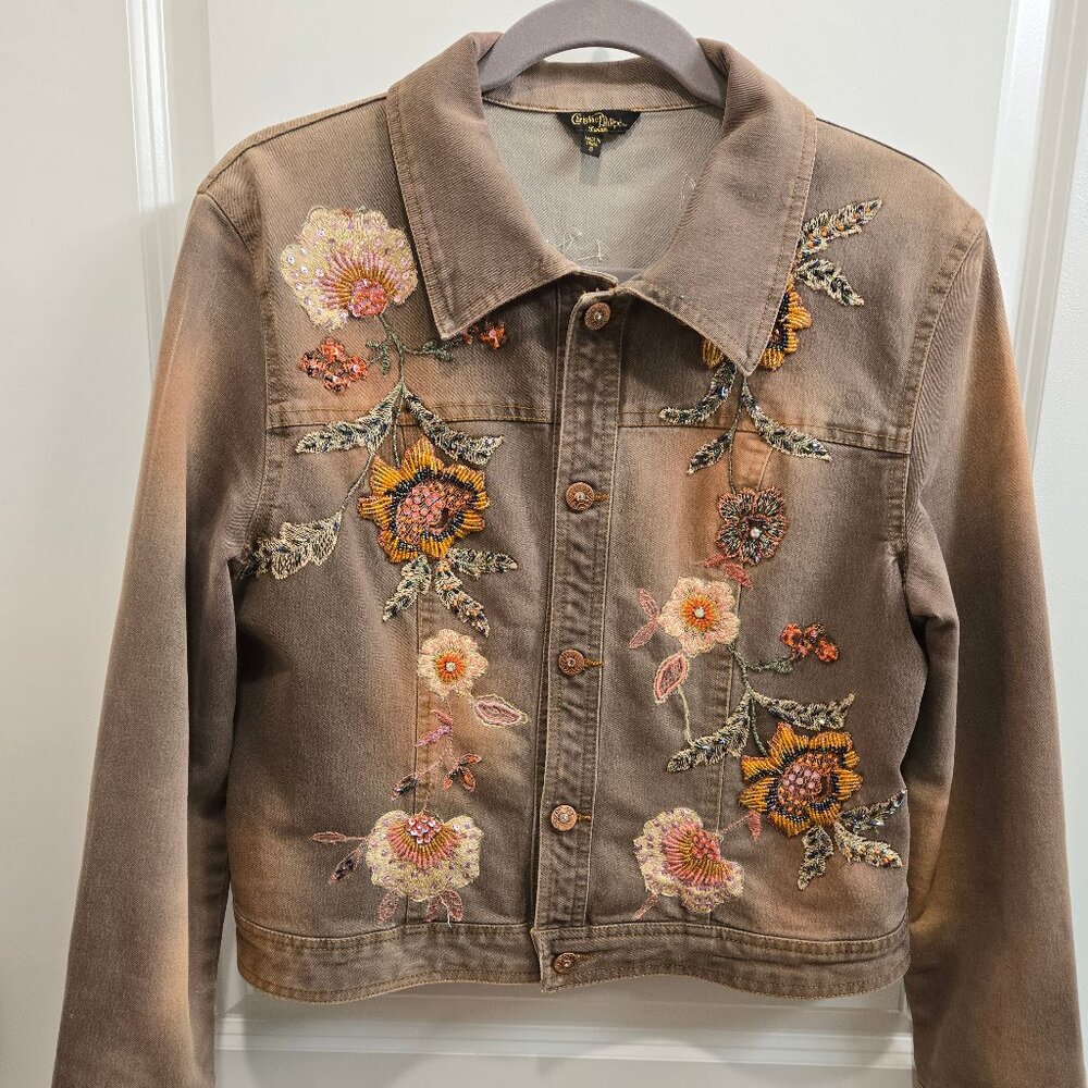 Christine Phillipe Elaborate Floral Embellished Denim Jacket - Picture 5 of 15
